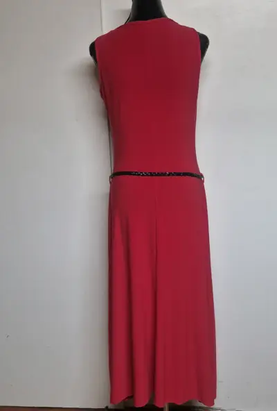 Vestido largo rojo con cinturón Liolà - miniatura 2