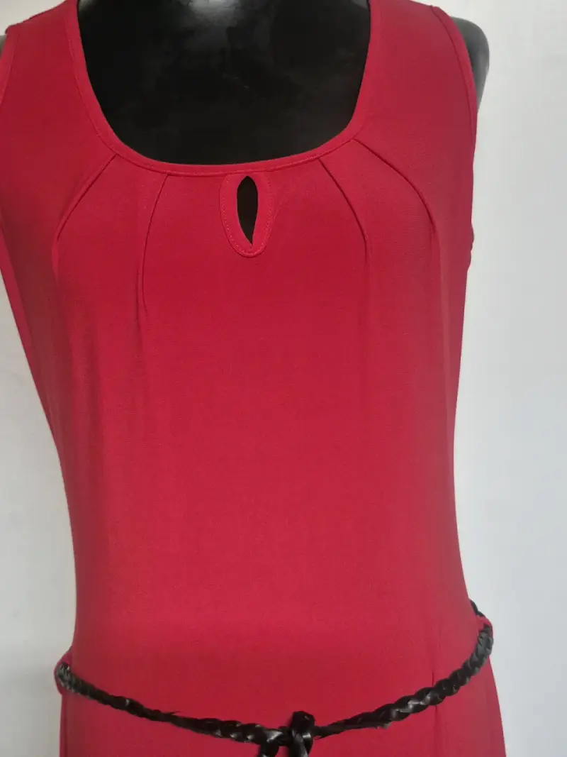 Vestido largo rojo con cinturón Liolà - 3