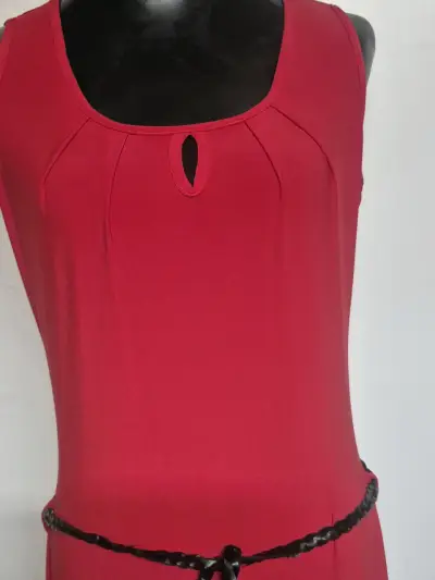 Vestido largo rojo con cinturón Liolà - miniatura 3