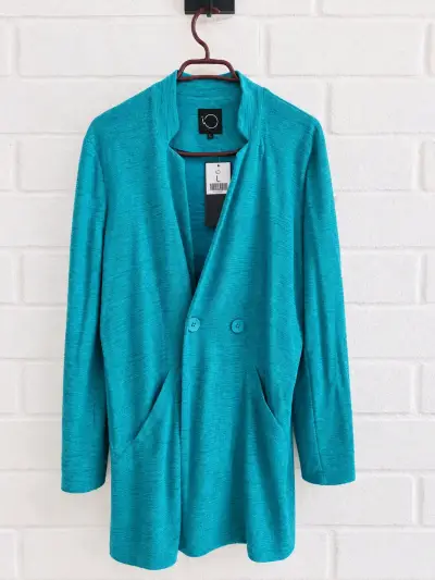 Chaqueta de punto turquesa para mujer talla L - miniatura 1