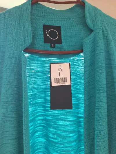 Chaqueta de punto turquesa para mujer talla L - miniatura 2
