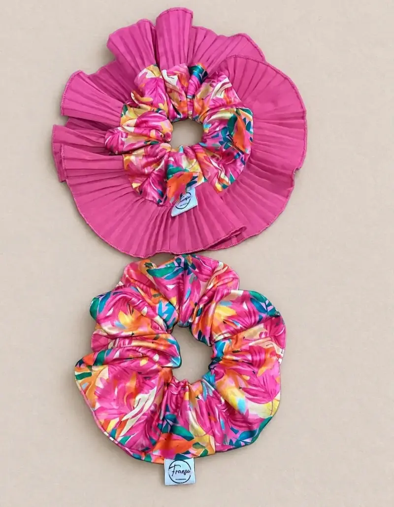Pack de scrunchies estampados y con plisados - 5