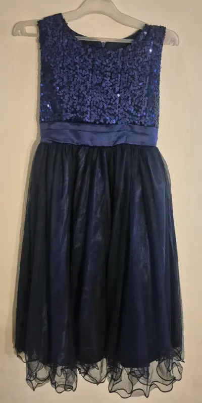 Vestido de fiesta azul con lentejuelas para niña - miniatura 1