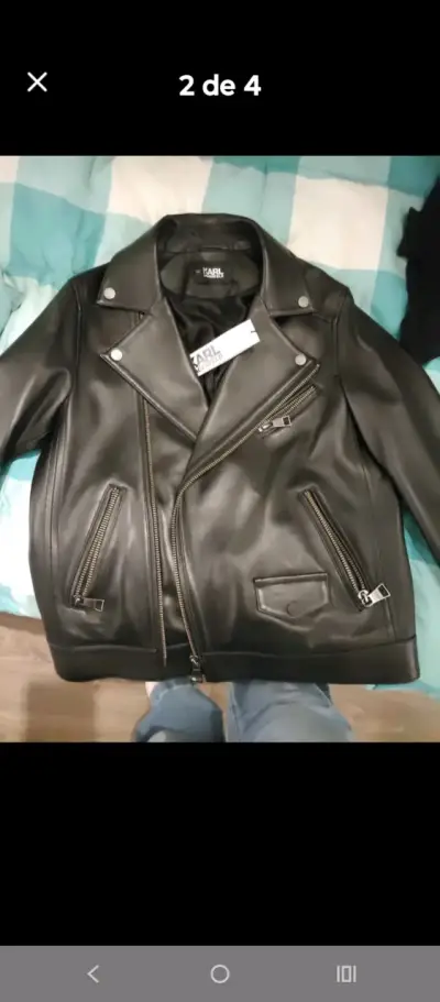 Chaqueta de cuero negra Karl Lagerfeld - miniatura 1