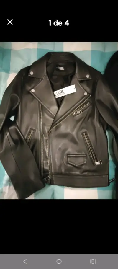 Chaqueta de cuero negra Karl Lagerfeld - miniatura 2