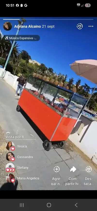Carro de venta de frutas con vitrina - miniatura 1