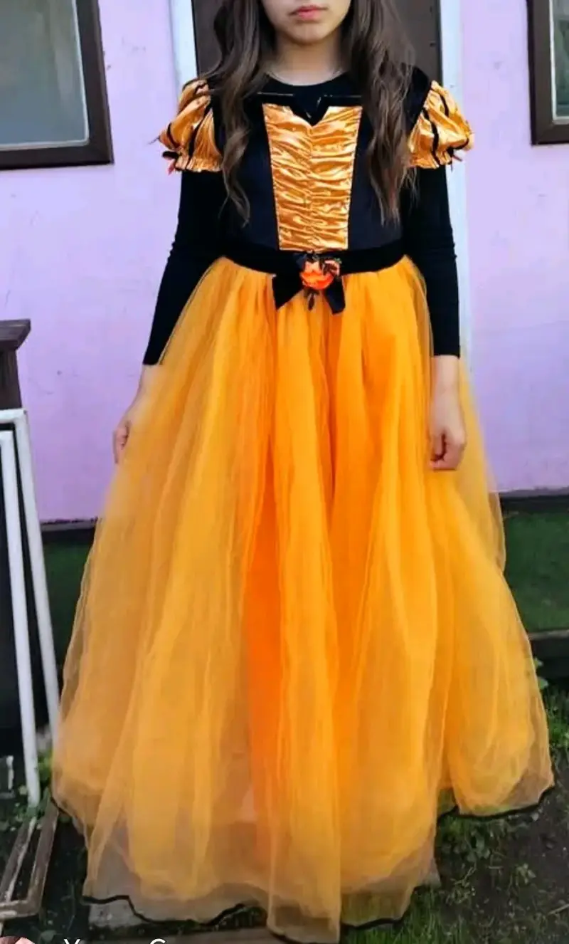 Disfraz de Halloween para niña color naranja y negro - 1