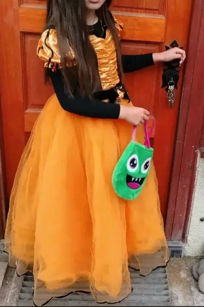 Disfraz de Halloween para niña color naranja y negro - miniatura 4