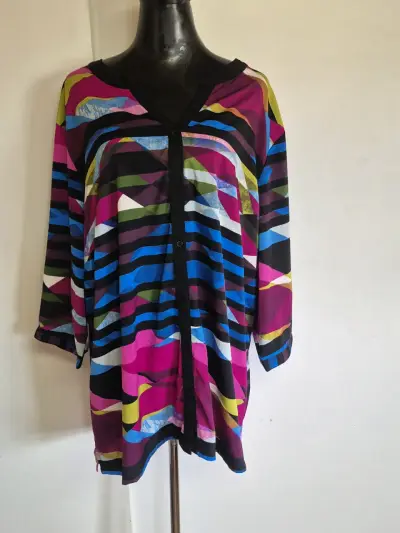 Blusa estampada multicolor de manga 3/4 - miniatura 1