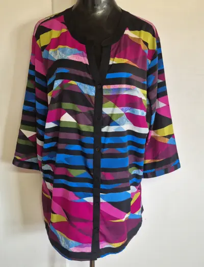 Blusa estampada multicolor de manga 3/4 - miniatura 2