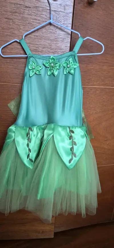 Disfraz de hada verde para niña con alas 3-4 años - miniatura 1