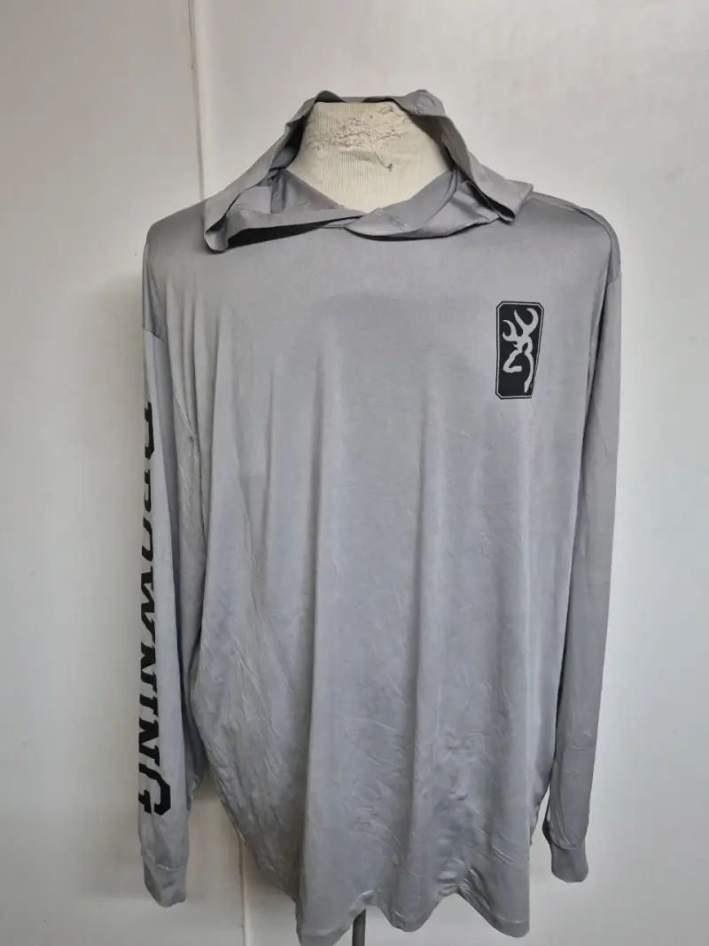 Polera manga larga gris Browning con capucha - 1