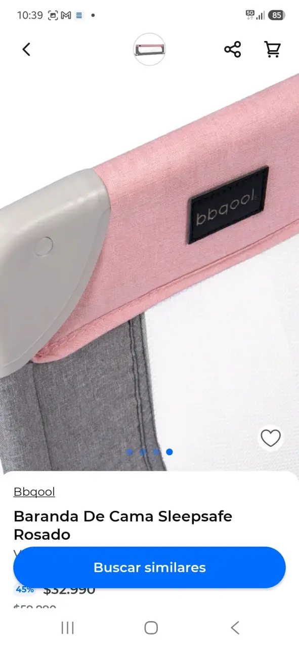 Baranda de seguridad para cama niños rosa y gris - 5