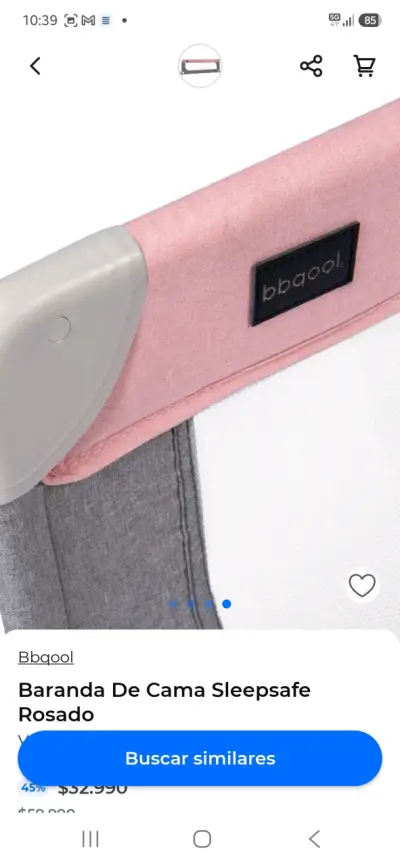 Baranda de seguridad para cama niños rosa y gris - miniatura 5