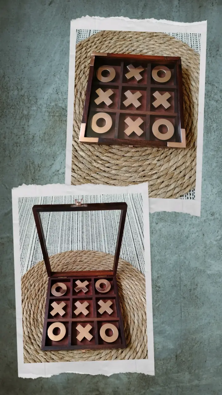 Clásico juego de mesa y decoración. Tres en Raya