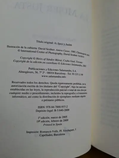 Libro 'La Mujer Justa' de Sándor Márai - miniatura 4