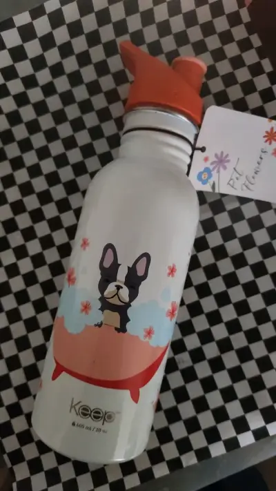 Botella Keep con diseño de perro y flores - miniatura 1