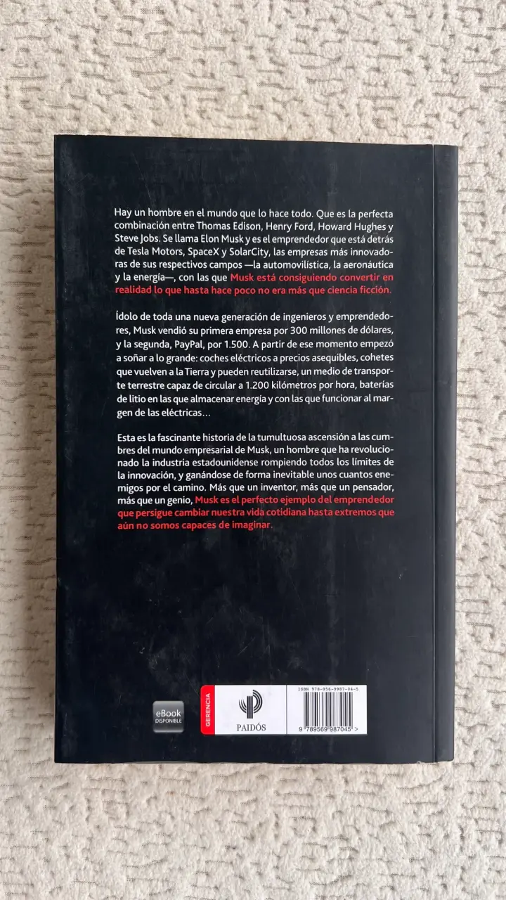 Libro Elon Musk por Ashlee Vance - 2