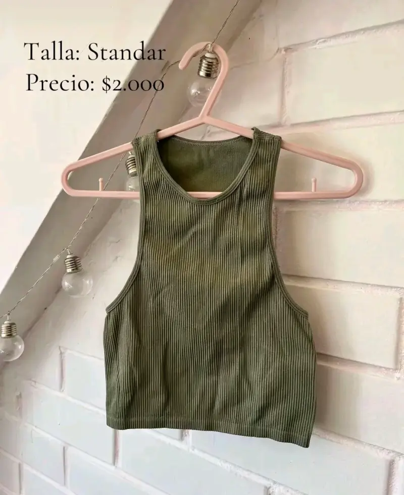 Top sin mangas verde oliva para mujer