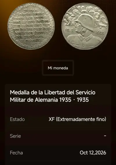 Moneda Alemana 1935 de Plata con Diseño Militar - miniatura 3