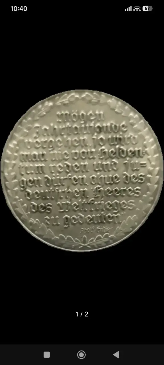 Moneda Alemana 1935 de Plata con Diseño Militar - 4