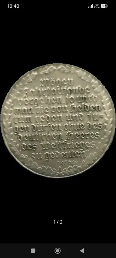 Moneda Alemana 1935 de Plata con Diseño Militar - miniatura 4