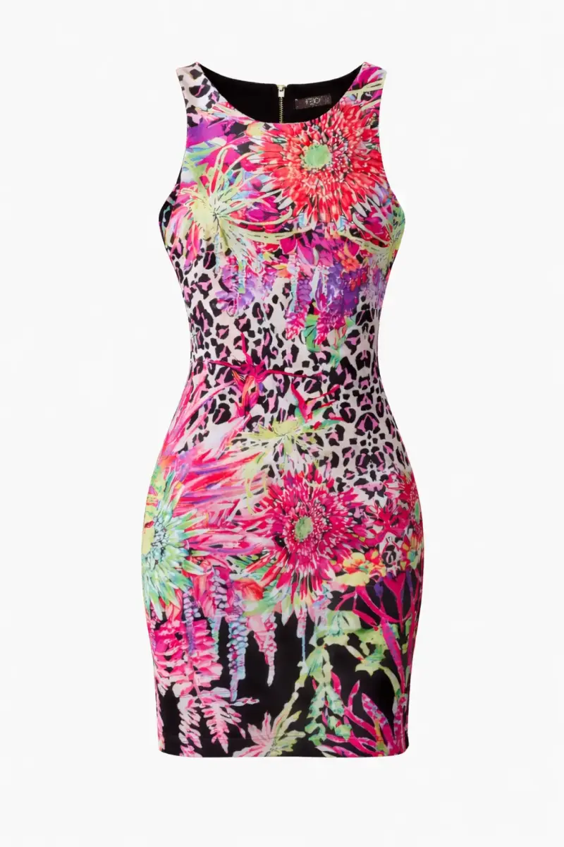 Vestido ajustado floral multicolor FBO Italy