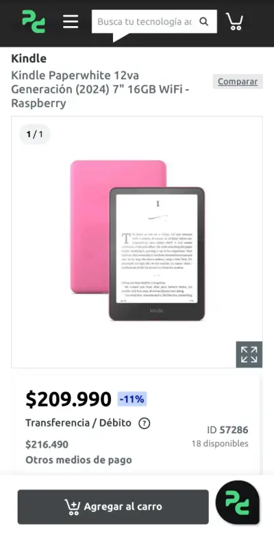 Kindle Paperwhite 12va Generación 7" 16GB WiFi Rosa - miniatura 2