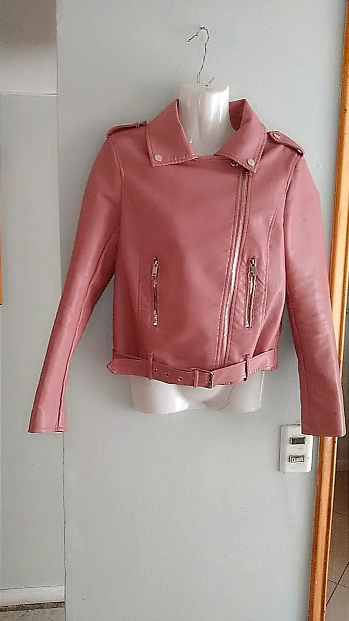 Chaqueta de cuero rosada para mujer - 3