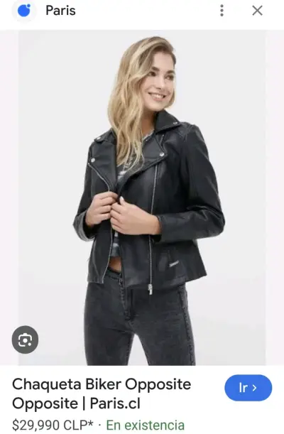 Chaqueta de cuero negra estilo biker Opposite - miniatura 2