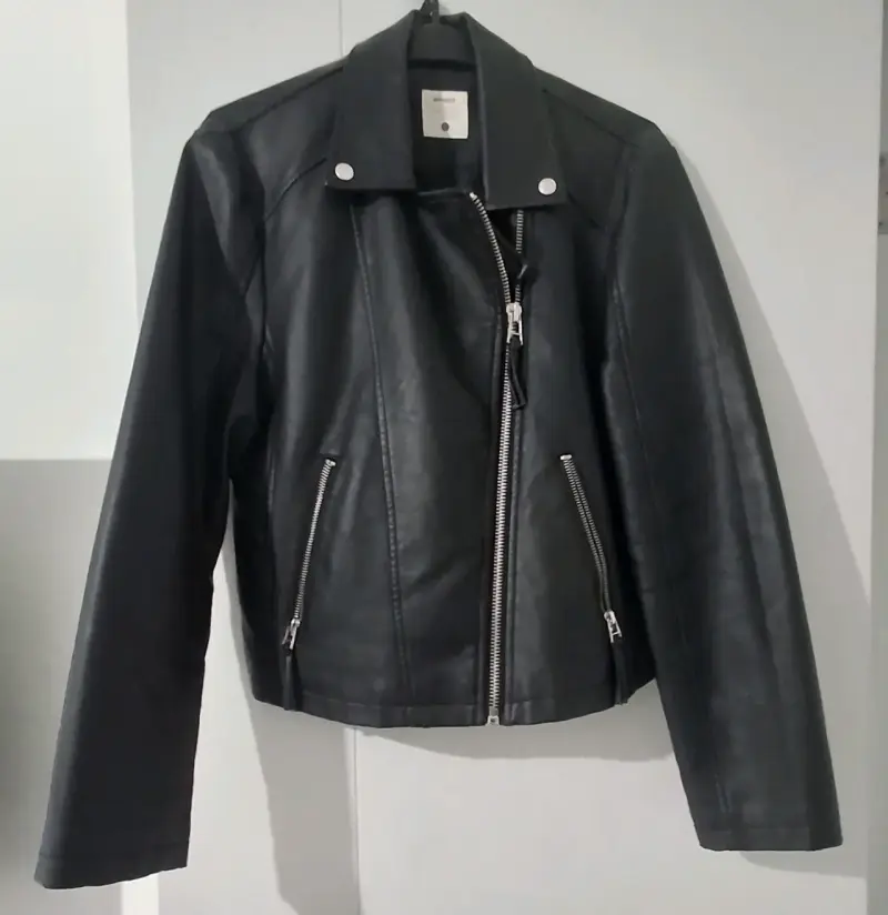 Chaqueta de cuero negra estilo biker Opposite - 4