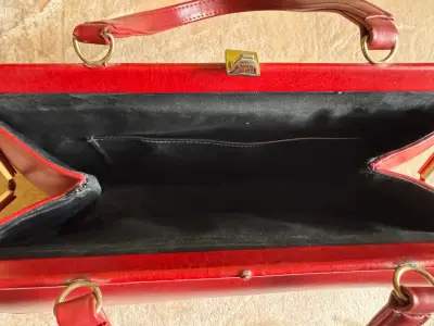 Cartera de mano roja elegante vintage - miniatura 5