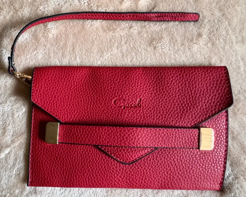 Cartera de cuero roja con correa ajustable - 5