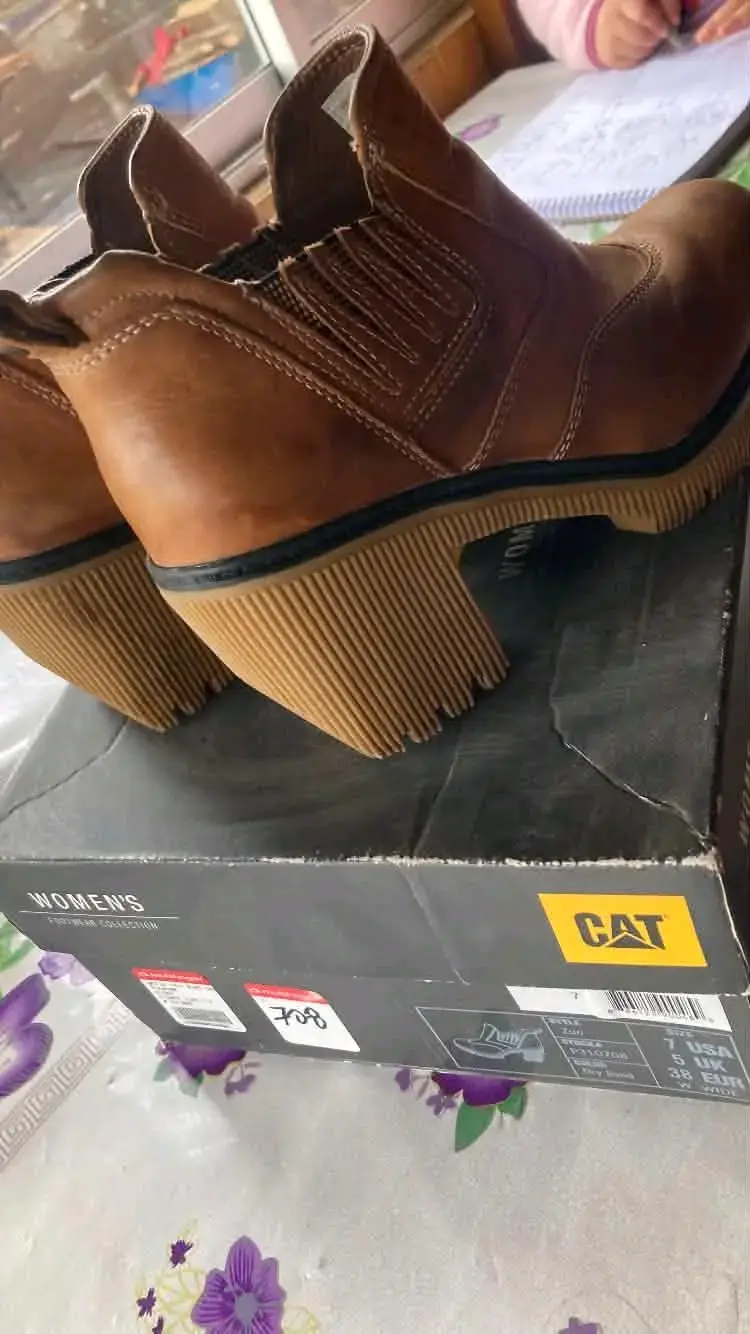 Botines de cuero marrón para mujer CAT - 2