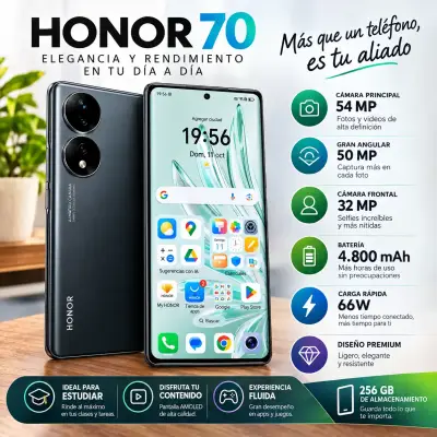 Smartphone Honor 70 con cámara de 54 MP y 256 GB - miniatura 1