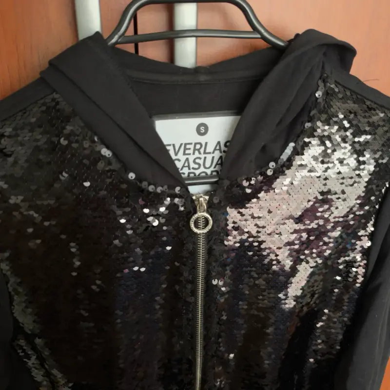 Polerón mujer con lentejuelas Everlast negro - 2