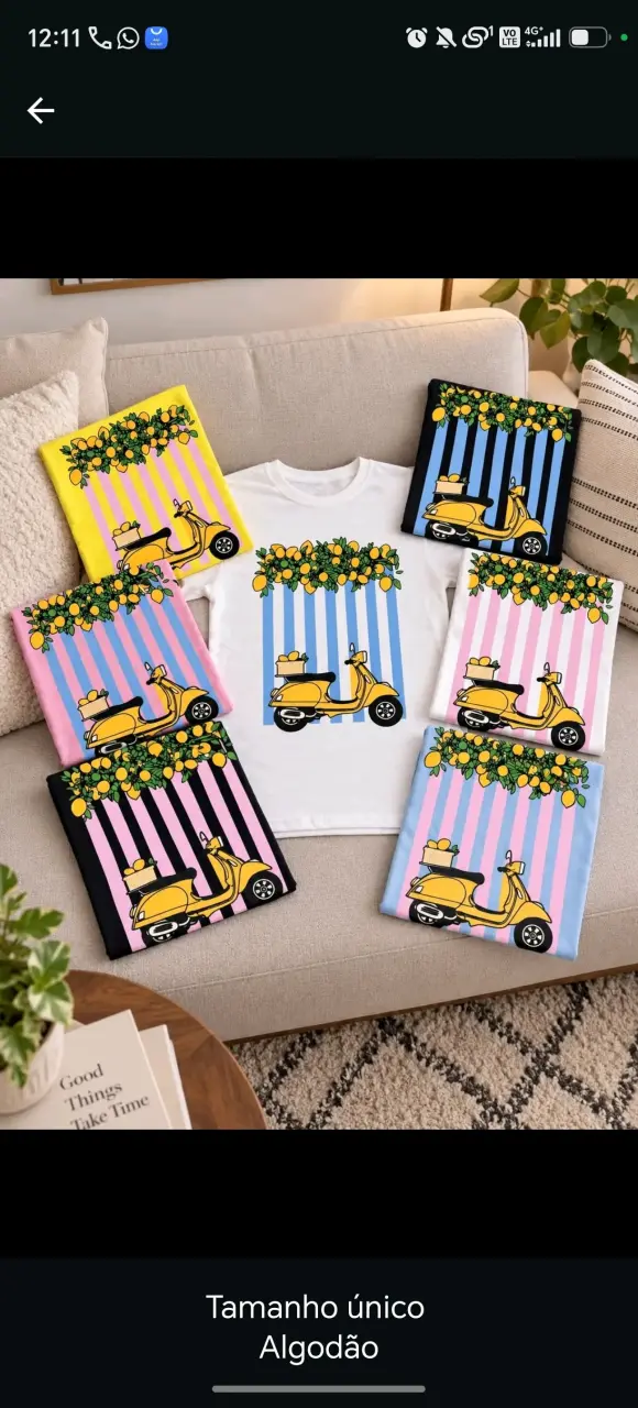 Poleras de algodón con diseño de scooter y limones