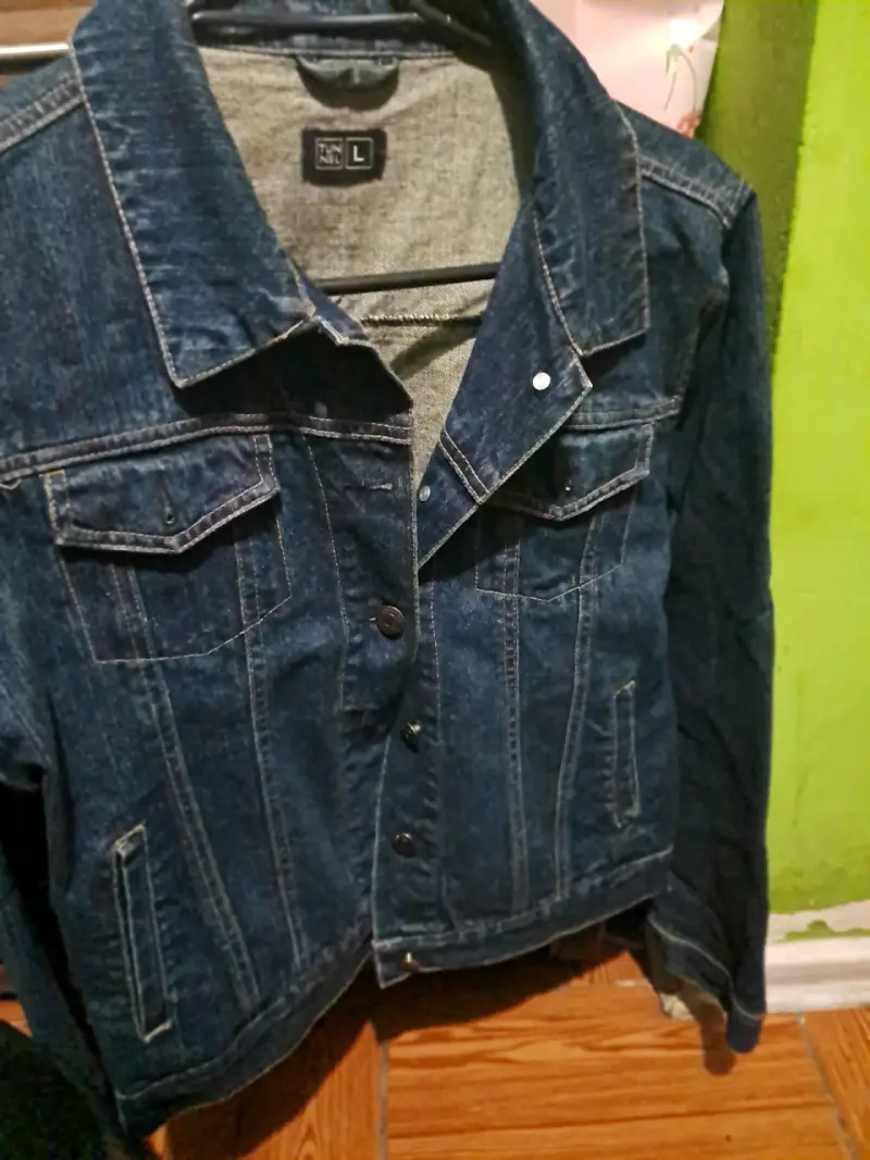 Chaqueta de mezclilla azul talla L para mujer - 1
