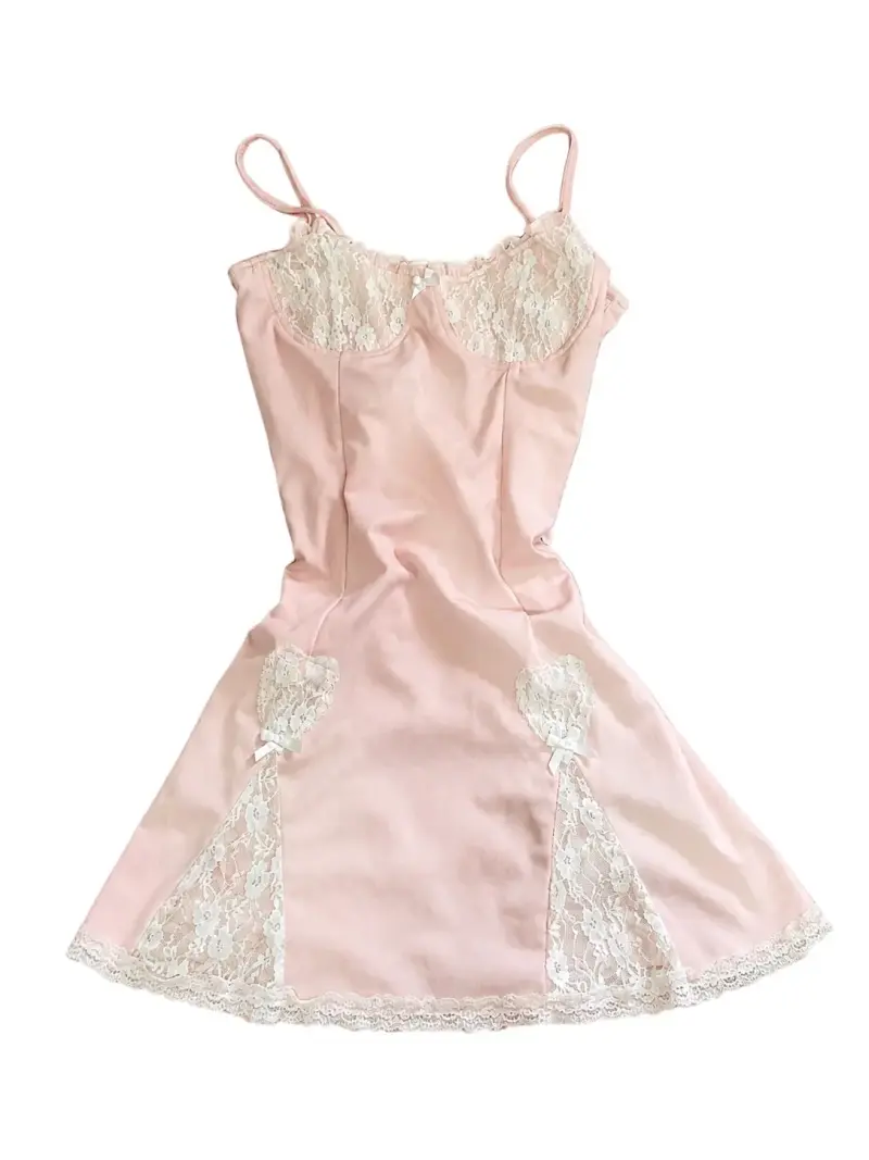 Vestido rosa con encaje para mujer