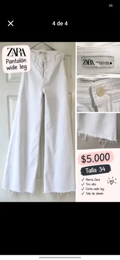 Pantalones cargo beige Zara talla 34 - miniatura 3