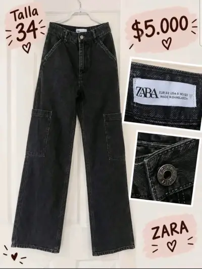 Pantalones cargo beige Zara talla 34 - miniatura 4