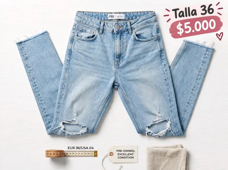 Jeans Zara Talla 36 Desgastados