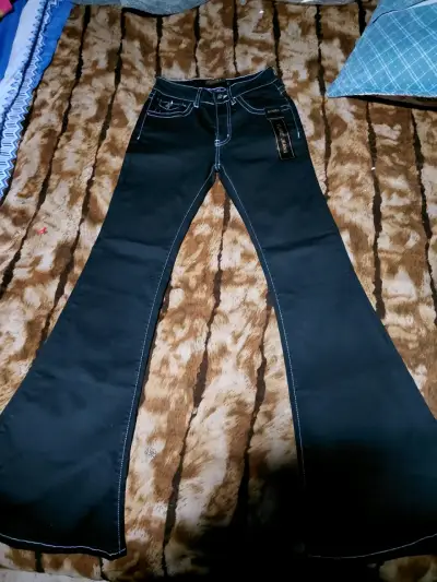 Pantalones acampanados negros para mujer talla 40 - miniatura 1