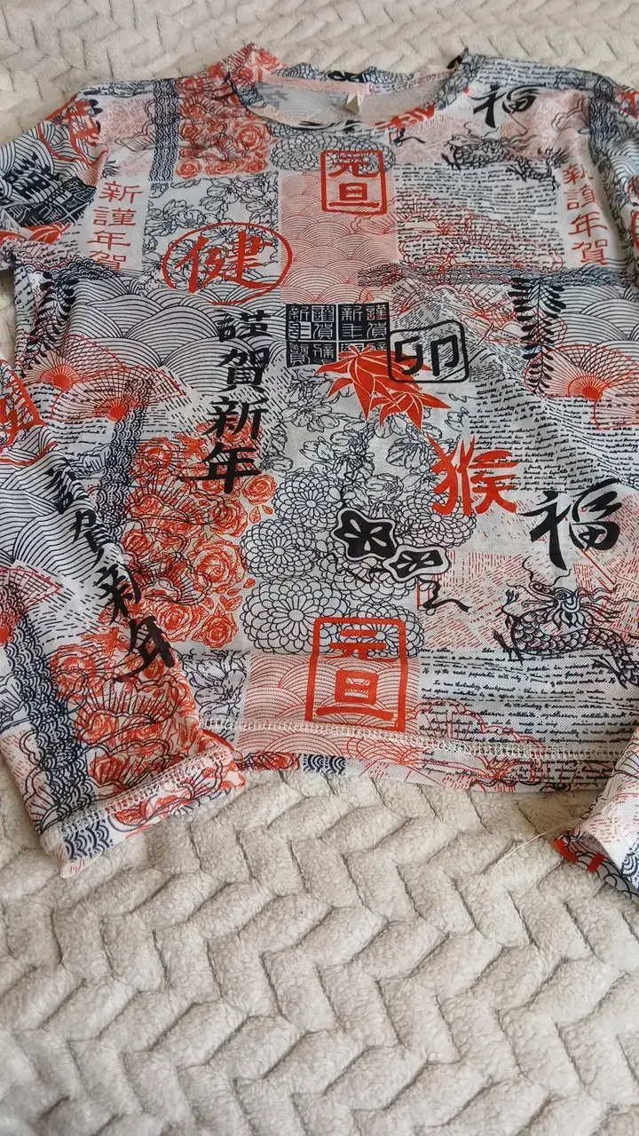 Polera manga larga estampado oriental - 2