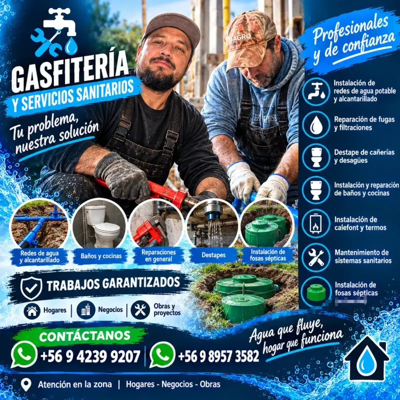 ¡GASFITERÍA Y SERVICIOS SANITARIOS!