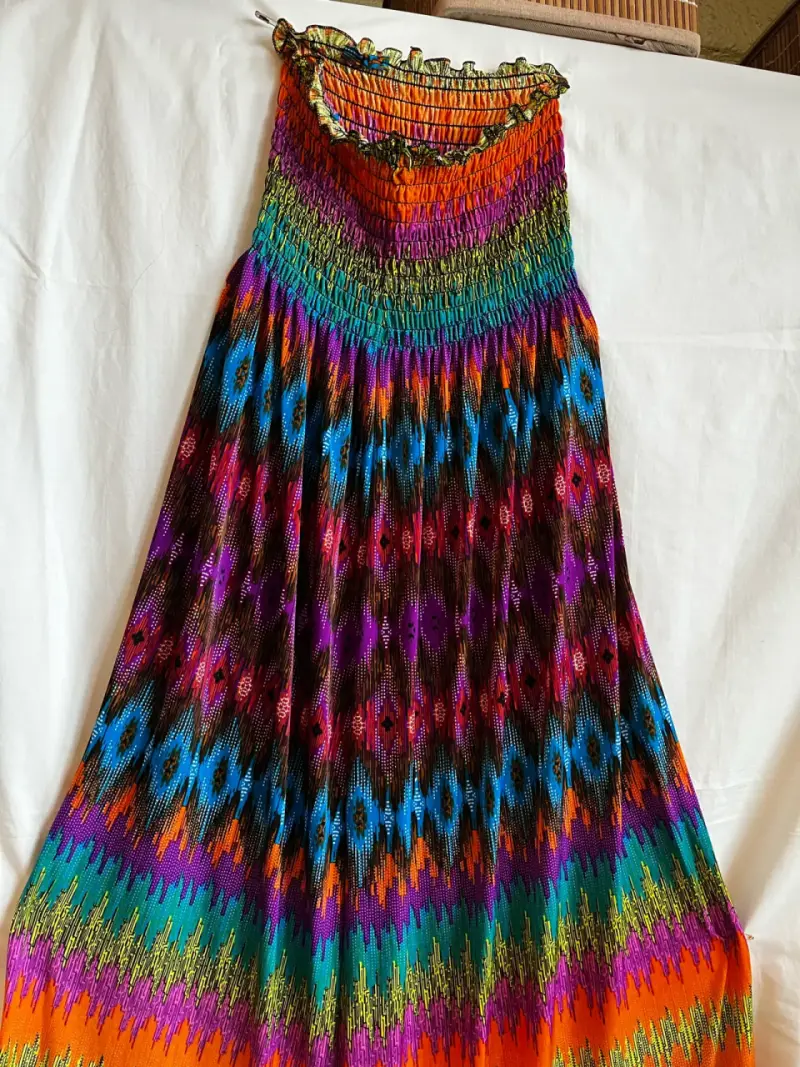 Vestido largo bohemio multicolor para mujer - 3