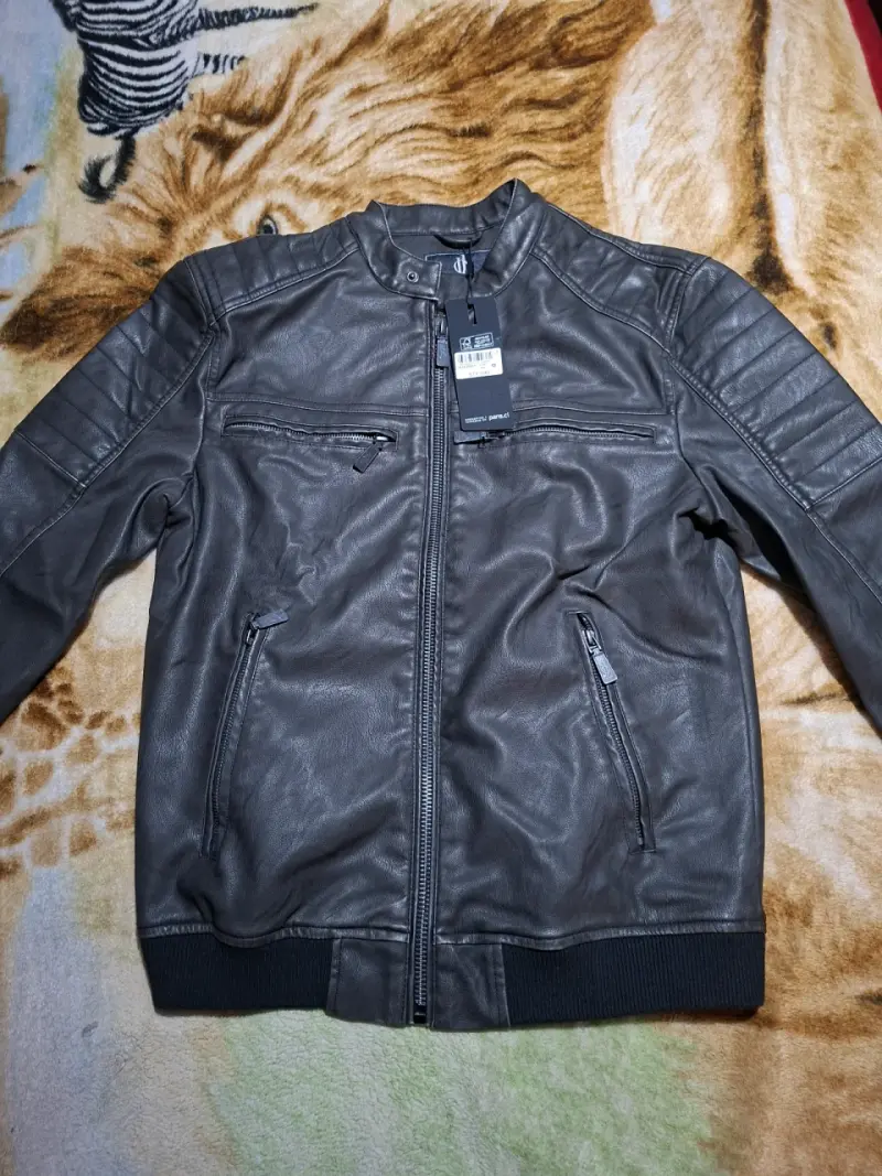 Chaqueta de cuero negra JJO para hombre - 1
