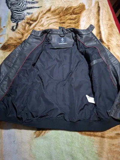 Chaqueta de cuero negra JJO para hombre - miniatura 4