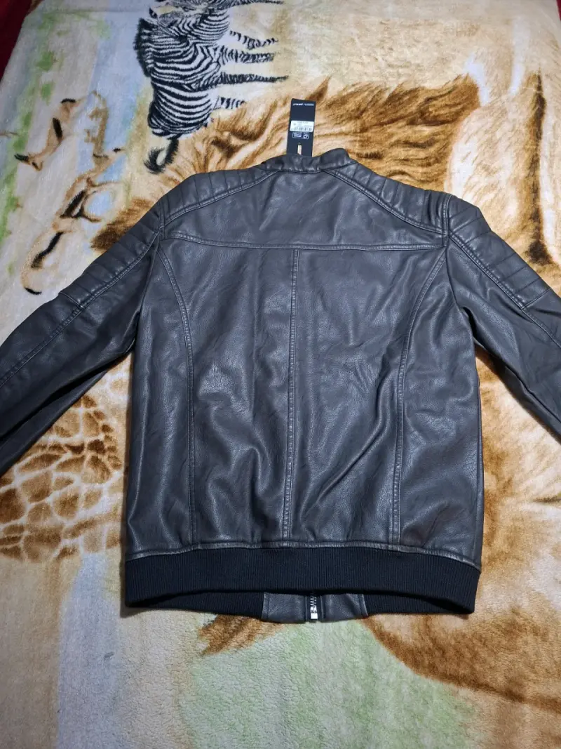 Chaqueta de cuero negra JJO para hombre - 5