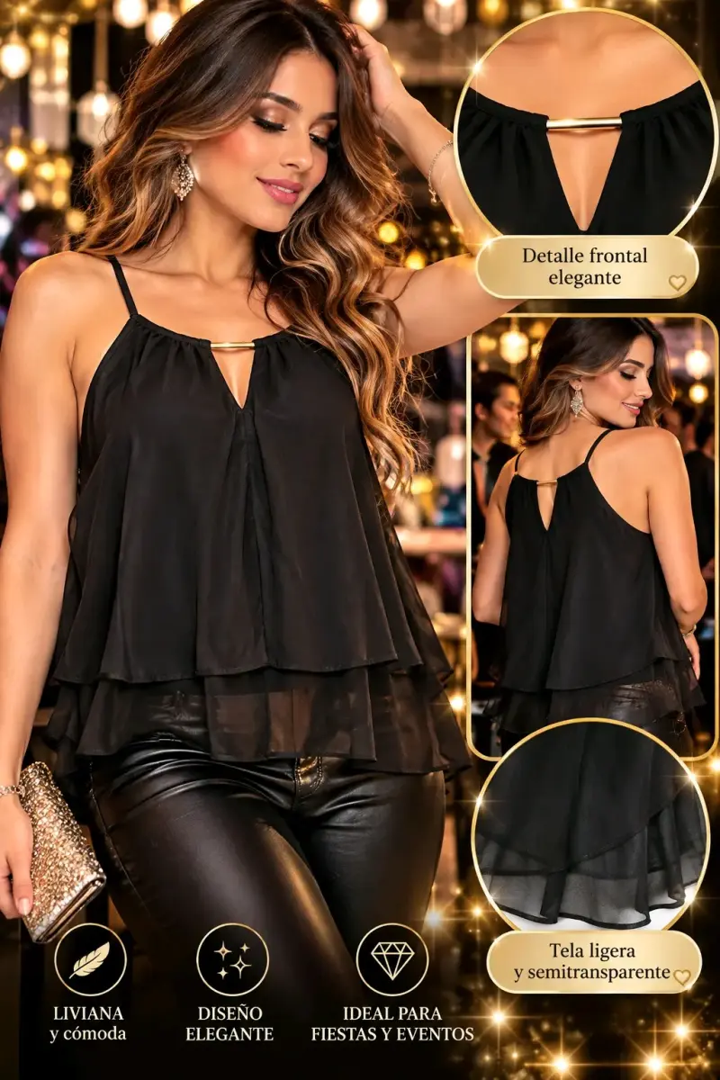 Blusa negra elegante para fiestas